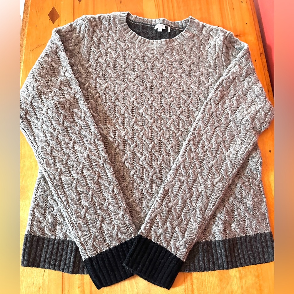 NWOT Grey color block Bela NYC cashmere/wool sweater